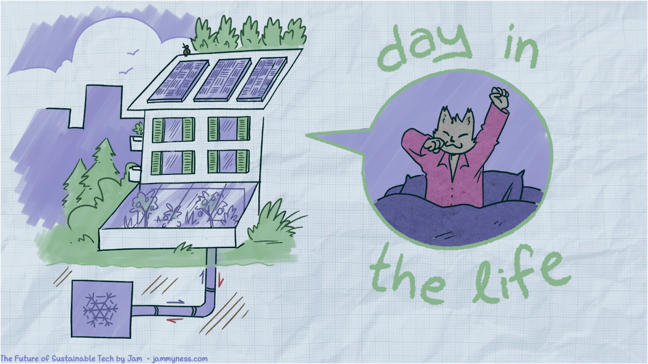 Day in the life of our sustainable future illustration.